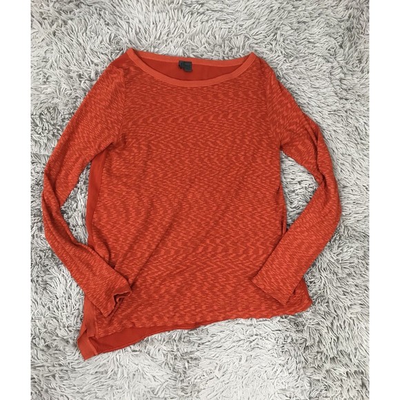 Left‎ Of Center Anthropologie Orange Asymmetrical Thermal Long Sleeve Top S - Picture 3 of 8